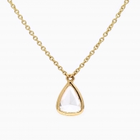 Eternity pear rose cut white diamond bezel set necklace