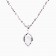 Botanic pear rose cut white diamond bezel set necklace