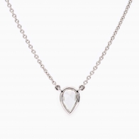 Petal pear rose cut white diamond bezel set necklace