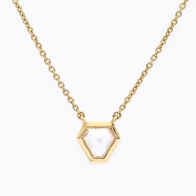 Tranquil hexagon rose cut white diamond bezel set necklace