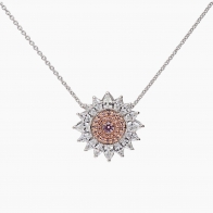 Infiorata pear marquise and round-cut white and Argyle pink diamond halo necklace