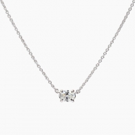 Ellipse oval cut white diamond solitaire necklace