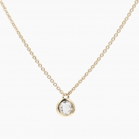 Albertine round rose cut white diamond bezel set necklace