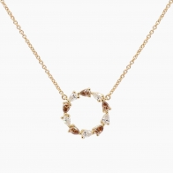 Wreathe pear cut champagne and white diamond necklace