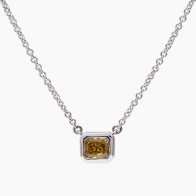 Emerald lumiere emerald cut yellow diamond necklace