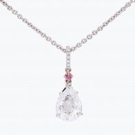 Valerie round-cut pink and pear-cut white diamond drop necklace