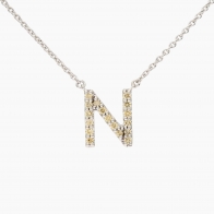 Love Letter N fancy apricot diamond necklace