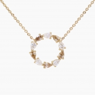 Wreathe pear-cut champagne and white diamond necklace