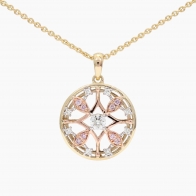 Tessera Argyle light pink champagne and white diamond circle pendant