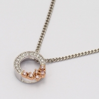 Aura Argyle pink and white diamond pendant