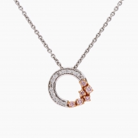 Aura Argyle pink and white diamond pendant