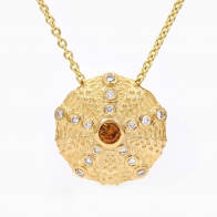 Urchin orange and white diamond necklace