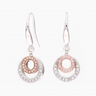 Oslo Argyle pink and white diamond circle shepherd hook earring