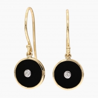 Midnight onyx and white diamond hook earrings