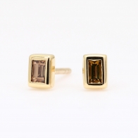 Elixer baguette-cut champagne diamond stud earrings