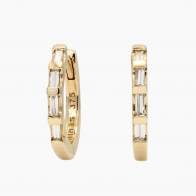 Melody baguette-cut white diamond huggie earrings