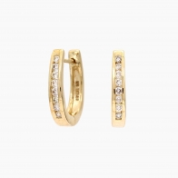 Peyton champagne diamond huggie earrings