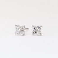 Flora white diamond flower stud earrings