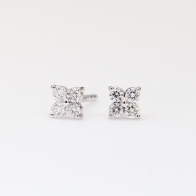 Flora White Diamond Flower Stud Earrings