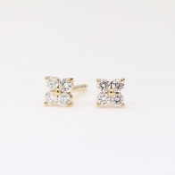 Flora white diamond flower stud earrings