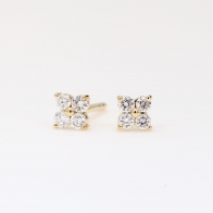 Flora White Diamond Flower Stud Earrings