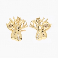 Twin Boab champagne and white diamond stud earrings