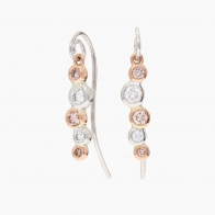 Serelle Argyle intense pink champagne and white diamond drop shepherd hook earrings