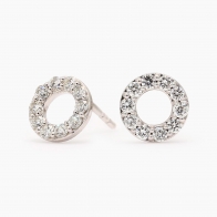 Flight white diamond circle stud earrings