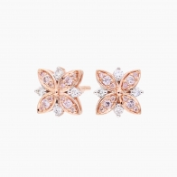 Meadow Argyle light pink champagne and white diamond flower stud earrings