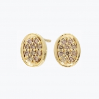 Elisa champagne diamond oval cluster stud earrings