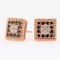 Kazimir black and white diamond square stud earrings