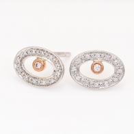 Vita Argyle pink and white diamond oval stud earrings