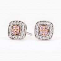 Sabriel Argyle pink and white diamond square halo stud earrings