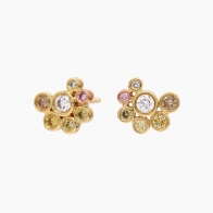 Orbit rainbow diamond stud earrings