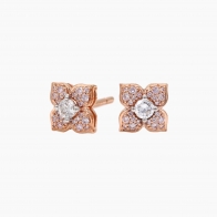 Floret white and Argyle pink diamond flower stud earrings