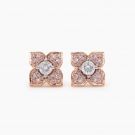 Floret white and Argyle pink diamond flower stud earrings