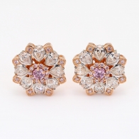 The Eden Crescendo Exhibition Argyle pink diamond removable pear cut halo stud earrings