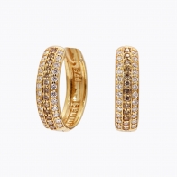 Ombre champagne and white diamond hoop earrings