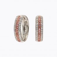 Ombre Argyle pink and white diamond hoop earrings