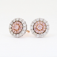 Cherish Argyle pink and white diamond cluster halo stud earrings