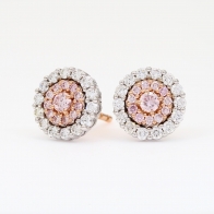 Cherish Argyle pink and white diamond cluster halo stud earrings