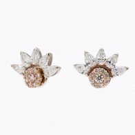 Cardigan white and Argyle pink diamond detachable stud earrings