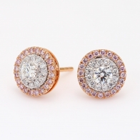 Halo Argyle pink diamond cluster stud earrings