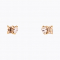 Genesis emerald cut champagne and marquise cut white diamond stud earrings