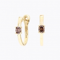 Figure oval-cut champagne diamond huggie earrings