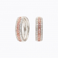 Ombre Argyle pink and white diamond huggie earrings