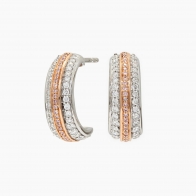 Ombre Argyle pink and white diamond half hoop stud earrings