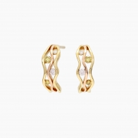Volare rainbow diamond half hoop stud earrings