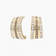 Chrysler champagne and white diamond huggie earrings
