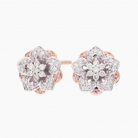 Florescence Argyle light pink champagne and white diamond flower studs earrings